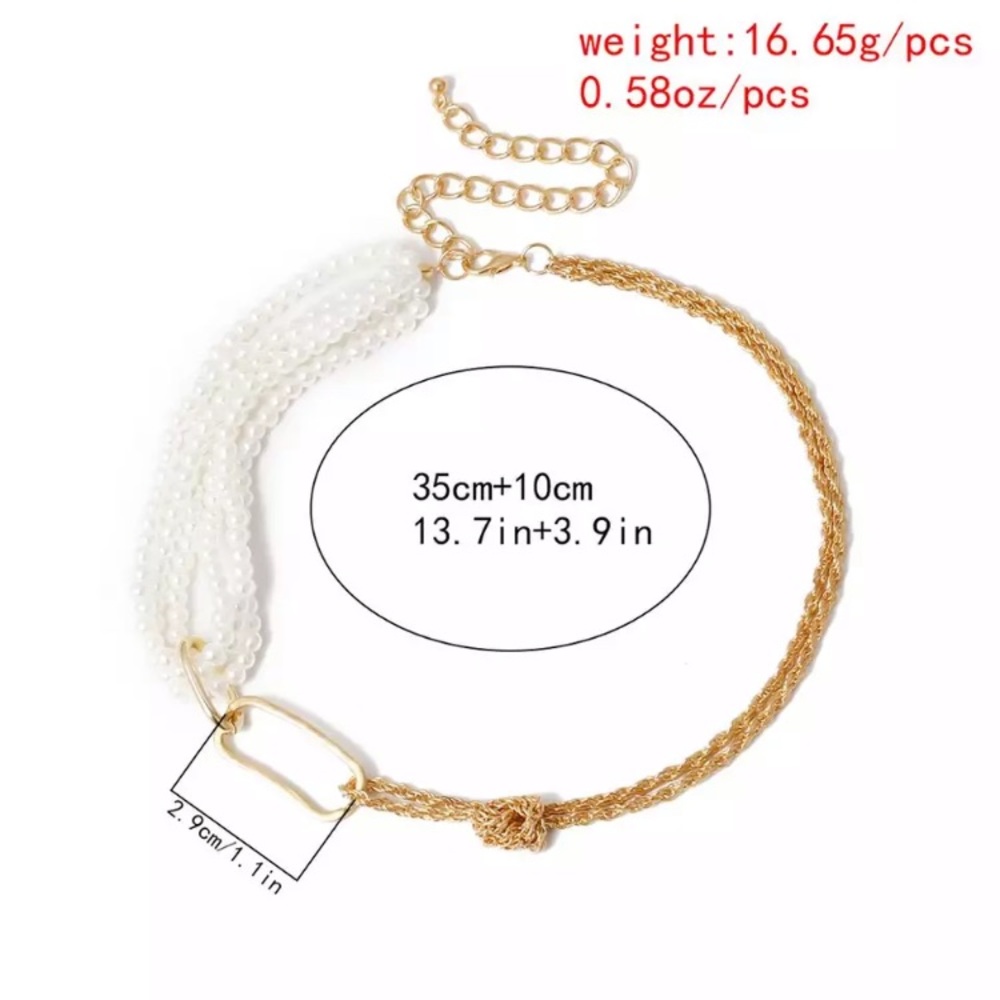 Unique Twist Chain Pearl Two Tone Chain Necklace - Picture 5 of 5